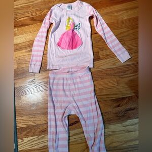 Pink Striped Kids Pajamas with Princess Design